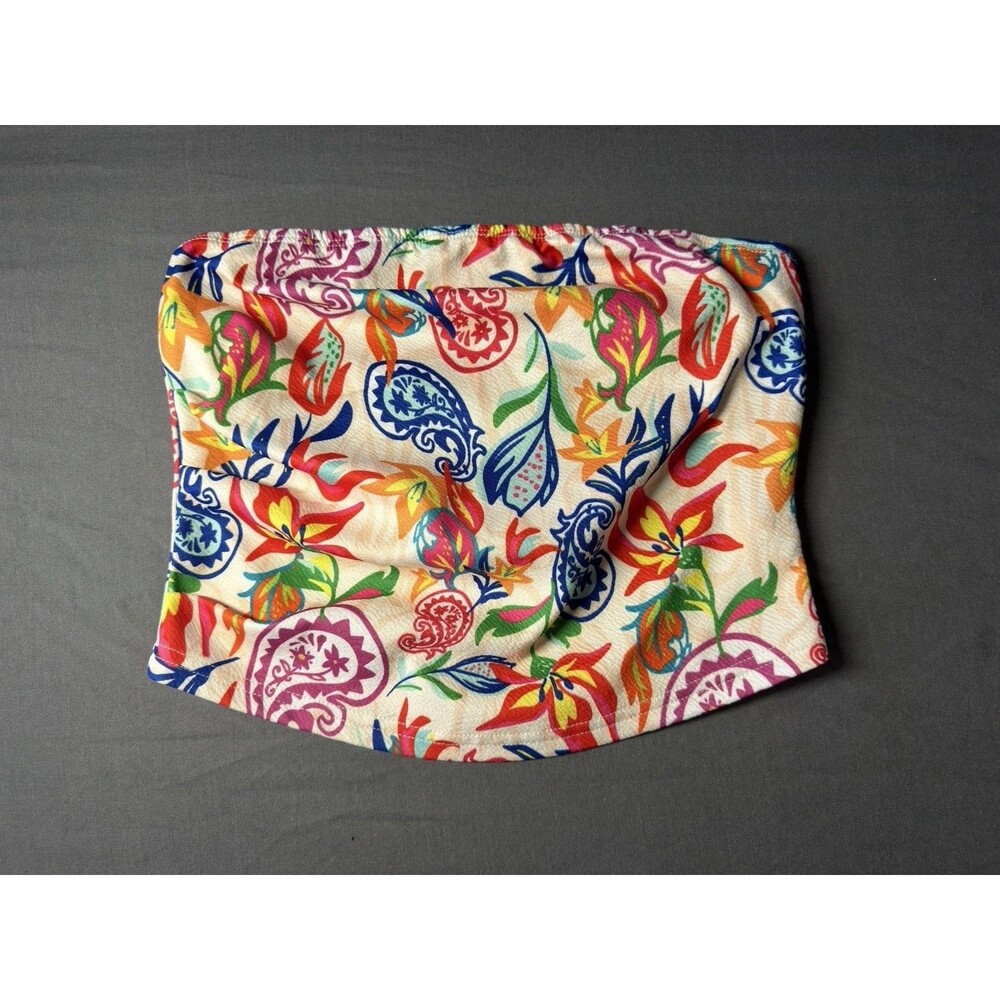 SHEIN Tube Top Womens Medium Floral Bandeau Cropped Stretchy